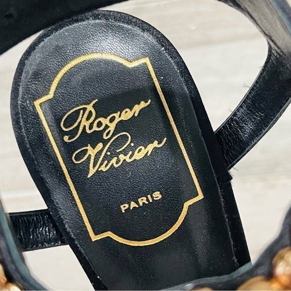 Roger Vivier Bronze Caviar Embellished Stiletto Heels Size 36.5 NWB $1795 Black - Picture 10 of 15